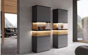 Vitrine Jana, graphit/Altholz-Eiche