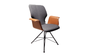 Essgruppe Nevio, Eiche natur massiv geölt, saddle brown/middengrijs