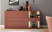 Sideboard Amaya, samtbeere/Eiche, inkl. inkl. Push to Open Funktion