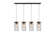 Pendelleuchte Tonsa, schwarz/Eiche geölt, 4-flammig, 81 cm