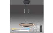 LED-Pendelleuchte Mondo Famera, holz/schwarz, 1-flammig, inkl. CCT und Fernbedienung