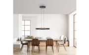 LED-Pendelleuchte Mondo Famera, holz/schwarz, 1-flammig, inkl. CCT und Fernbedienung