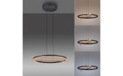LED-Pendelleuchte Mondo Famera, holz/schwarz, 1-flammig, inkl. CCT und Fernbedienung