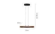 LED-Pendelleuchte Mondo Famera, holz/schwarz, 1-flammig, inkl. CCT und Fernbedienung