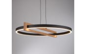 LED-Pendelleuchte Mondo Famera, holz/schwarz, 1-flammig, inkl. CCT und Fernbedienung