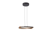 LED-Pendelleuchte Mondo Famera, holz/schwarz, 1-flammig, inkl. CCT und Fernbedienung