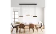 LED-Pendelleuchte Mondo Famera, holz/schwarz, 3-flammig, inkl. CCT und Fernbedienung