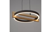 LED-Pendelleuchte Mondo Famera, holz/schwarz, 3-flammig, inkl. CCT und Fernbedienung