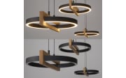 LED-Pendelleuchte Mondo Famera, holz/schwarz, 3-flammig, inkl. CCT und Fernbedienung