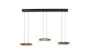 LED-Pendelleuchte Mondo Famera, holz/schwarz, 3-flammig, inkl. CCT und Fernbedienung