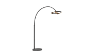 LED-Standleuchte Mondo Famera, holz/schwarz, inkl. CCT und Fernbedienung