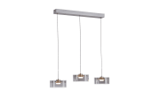 LED-Pendelleuchte Mondo Karena, stahlfarbig, 3-flammig, inkl. Memoryfunktion