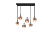 Pendelleuchte Milley, schwarz/bronze, 6-flammig