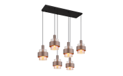 Pendelleuchte Milley, schwarz/bronze, 6-flammig