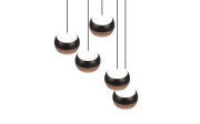 LED-Pendelleuchte Orbit, schwarz/coffee, 5-flammig, 30 cm, inkl. Dimmfunktion