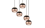 LED-Pendelleuchte Orbit, schwarz/coffee, 5-flammig, 30 cm, inkl. Dimmfunktion