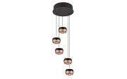 LED-Pendelleuchte Orbit, schwarz/coffee, 5-flammig, 30 cm, inkl. Dimmfunktion