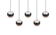 LED-Pendelleuchte Orbit, schwarz/coffee, 5-flammig, 100 cm, inkl. Dimmfunktion