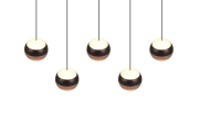 LED-Pendelleuchte Orbit, schwarz/coffee, 5-flammig, 100 cm, inkl. Dimmfunktion
