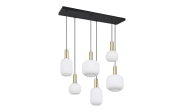 Pendelleuchte Diva, weiß/messing, 6-flammig