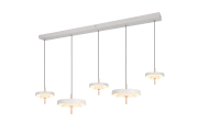 LED-Pendelleuchte Keaton, grau/coffee, 5-flammig, inkl. Switchdimmer