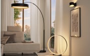 LED-Wandleuchte Loop, schwarz/gold, inkl. stufenloser Dimmfunktion