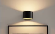 LED-Wandleuchte Loop, schwarz/gold, inkl. stufenloser Dimmfunktion