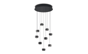 LED-Pendelleuchte Cannon, schwarz, 9-flammig, inkl. stufenloser Höhenverstellung