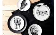 Dessertteller Safari, Porzellan, schwarz, Elefant