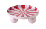 Kerzenteller Claire, rot/weiß, 20,5 cm
