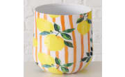 Übertopf Rialto, gelb/weiß, 16,7 cm