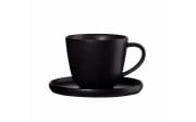 Kaffeetasse mit Unterteller coppa kuro, Porzellan, schwarz