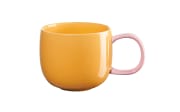 Henkelbecher Joy, Tasse gelb/Henkel rosa, 0,4 l