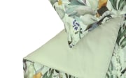 Satin Bettwäsche, grün floral, 135 x 200 cm