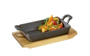 BBQ Servierpfanne mit Holzbrett, 12,5 x 6 x 21,5 cm