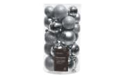 Weihnachtskugel-Set, silber, 6 cm
