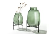 Vase auf Gestell in grün/schwarz, 19 cm