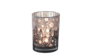 Windlicht aus Glas, grau, 8 cm