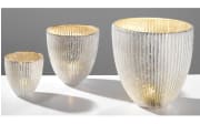 Windlicht aus Glas, antik weiß, 18 cm