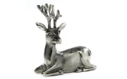 Deko Hirsch liegend, Aluminium, silber, 23,5 cm