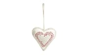 Deko-Herz, beige/rot, 13 cm