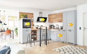 Einbauküche Laser/Structura, steingrau Lack matt, inkl. Elektrogeräte