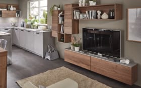 Einbauküche Seega/Stadum, schiefergrau/Eiche Havanna Nachbildung, inkl. Neff Elektrogeräte