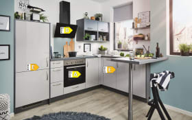 Einbauküche Stana, hellgrau, inkl. Elektrogeräte