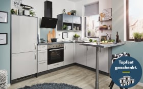 Einbauküche Stana, hellgrau, inkl. Elektrogeräte