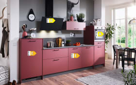 Einbauküche Wida, kaminrot, inkl. Elektrogeräte