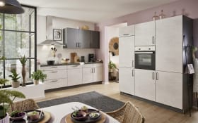 Einbauküche Bailo, Beton steinweiß, inkl. Elektrogeräte