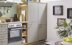 Einbauküche Clare/Plamos, creme/astig Eiche Nachbildung, inkl. Elektrogeräte