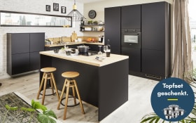 Einbauküche Top soft, schwarz, inkl. AEG Elektrogeräte