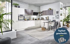 Einbauküche Uno/Meteor, magnolia, inkl. Privileg Elektrogeräte